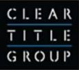 Clear Title Group logo featuring white uppercase text stacked vertically on a black background with horizontal blue lines.